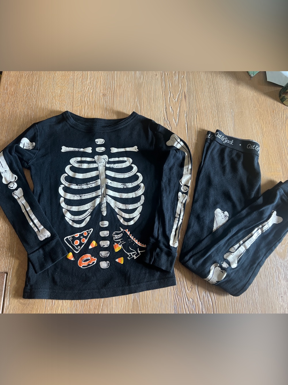 💀🩻CAT & JACK BLACK SKELETON HALLOWEEN PAJAMA SET🩻💀